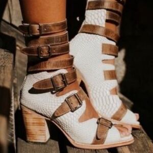 Freebird by Steven White and Brown Heeled Sandals
